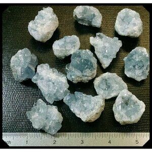 2 Madagascar Celestite Crystal Druze Cluster Sky Blue Geode Mineral 1-2" Druzy